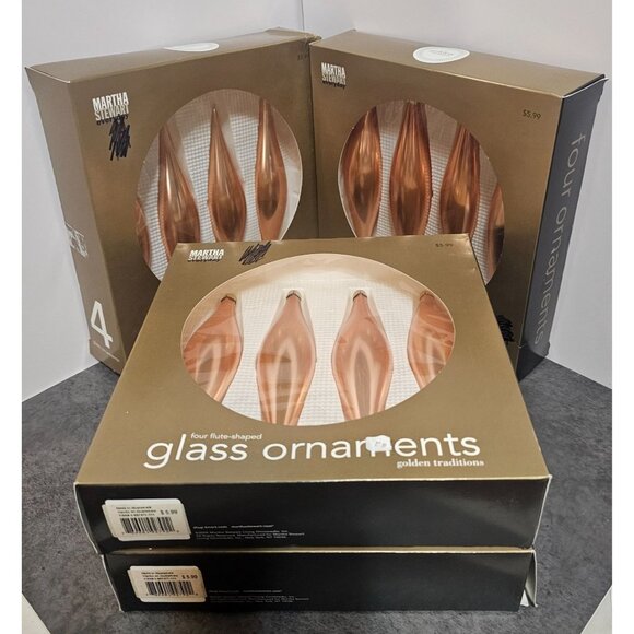 Martha Stewart Everyday Golden Flute-Shaped Glass Christmas Ornaments 16 Total - Picture 1 of 7